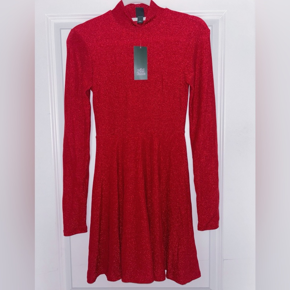 BNWT - Target Wild Fable sparkle mock neck stretch dress - size XS